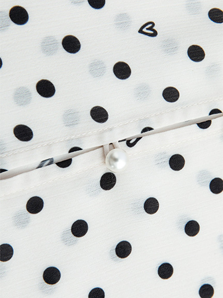 フレンチドットリボンブラウス