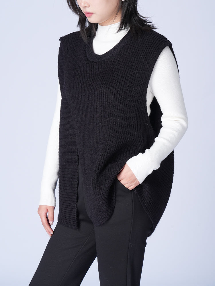 ゆったり アシンメトリー ニットベスト