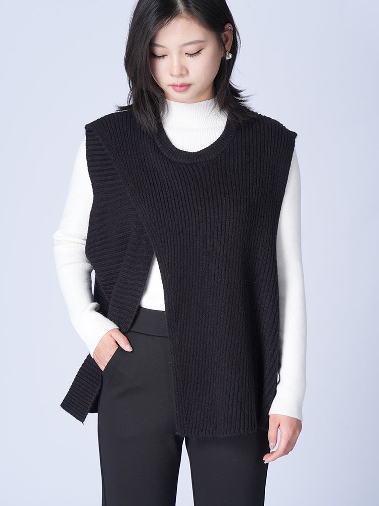 ゆったり アシンメトリー ニットベスト