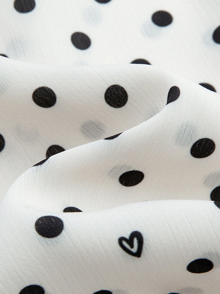 フレンチドットリボンブラウス