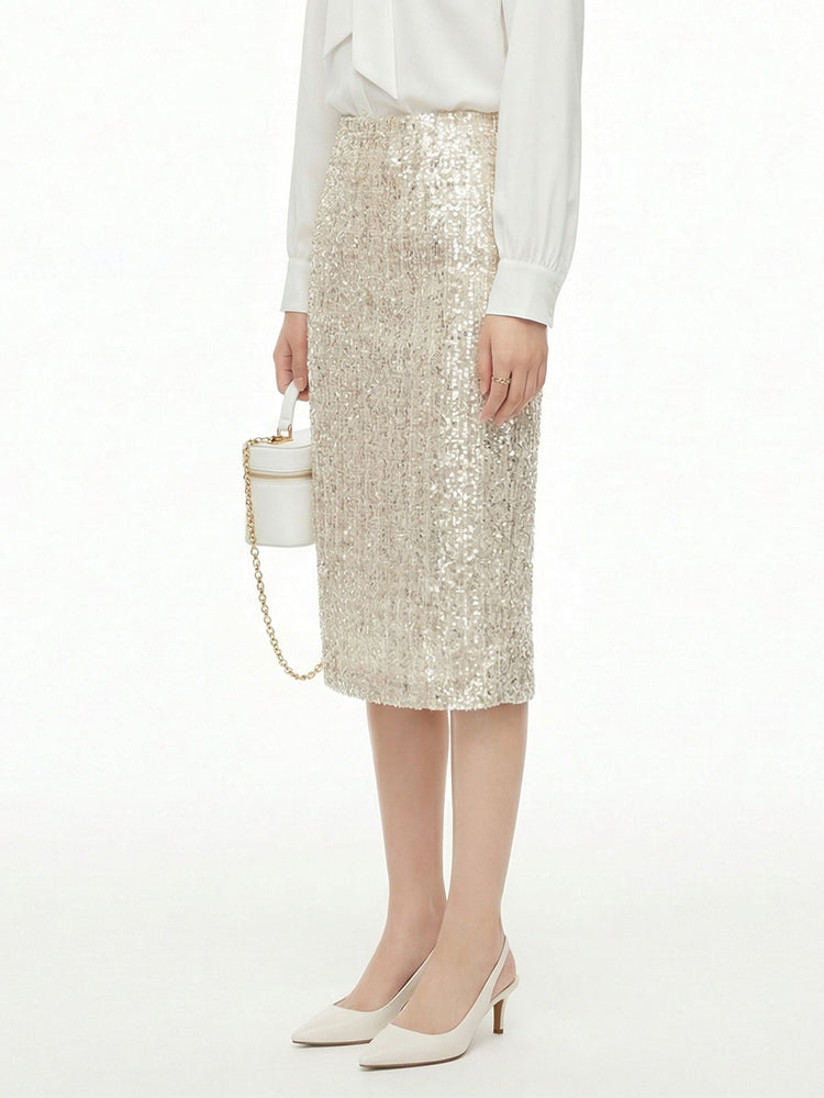 ハイウエストラメツイードショートスカート