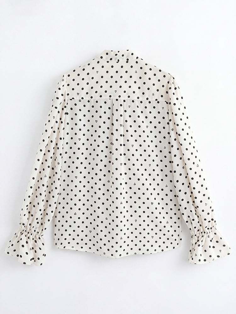 フレンチドットリボンブラウス