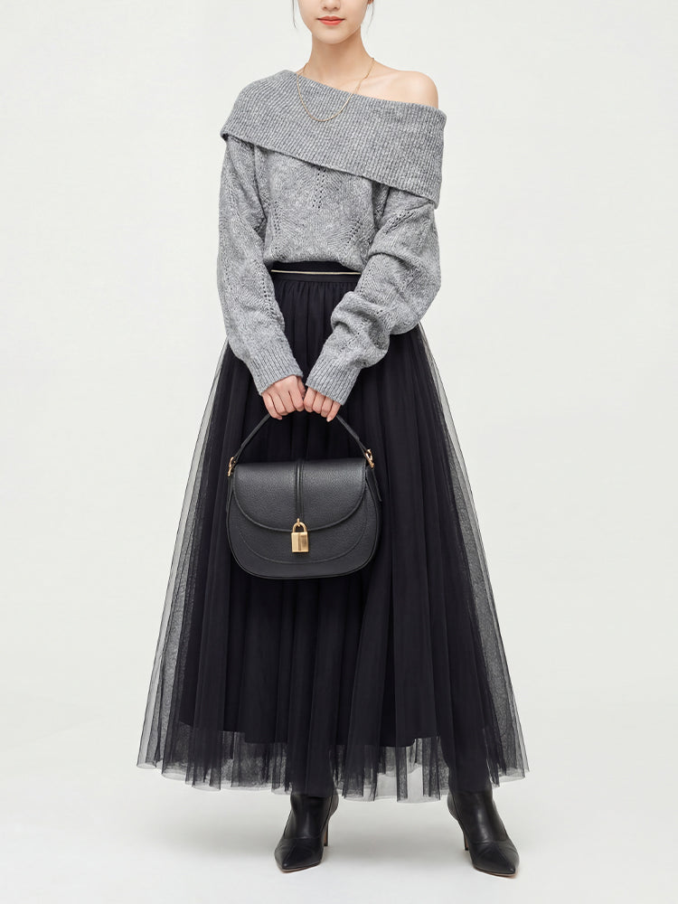 スリムチュールフレアスカート