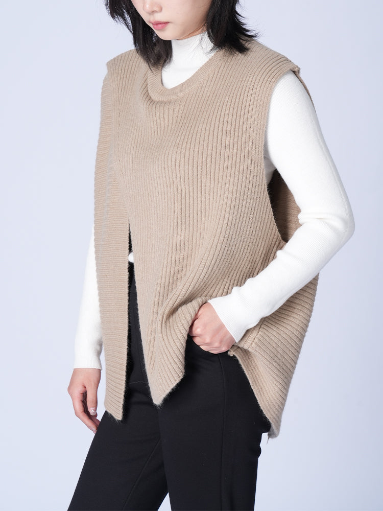 ゆったり アシンメトリー ニットベスト