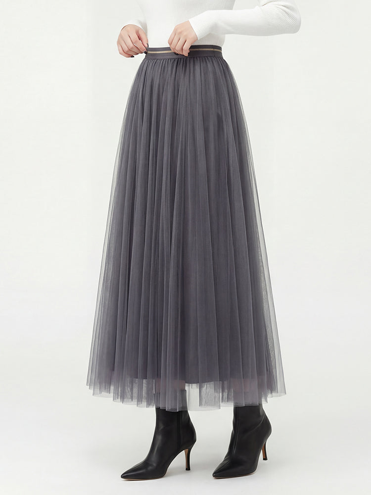 スリムチュールフレアスカート