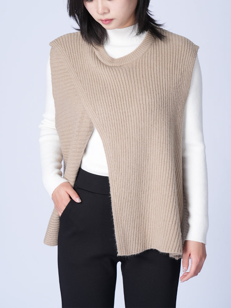 ゆったり アシンメトリー ニットベスト