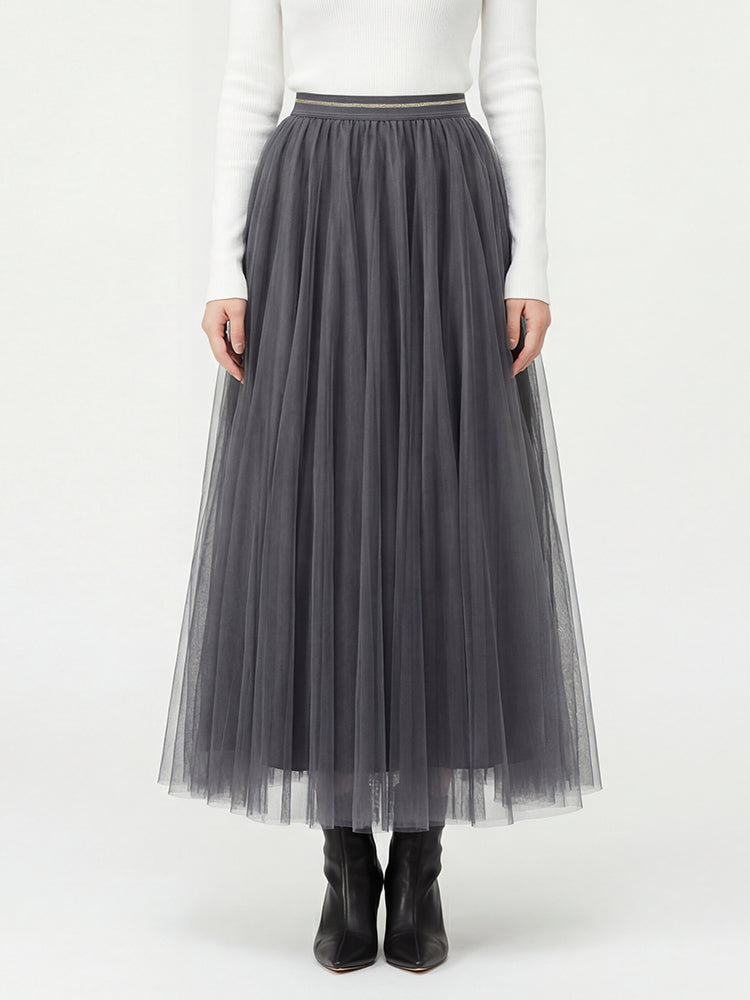 スリムチュールフレアスカート
