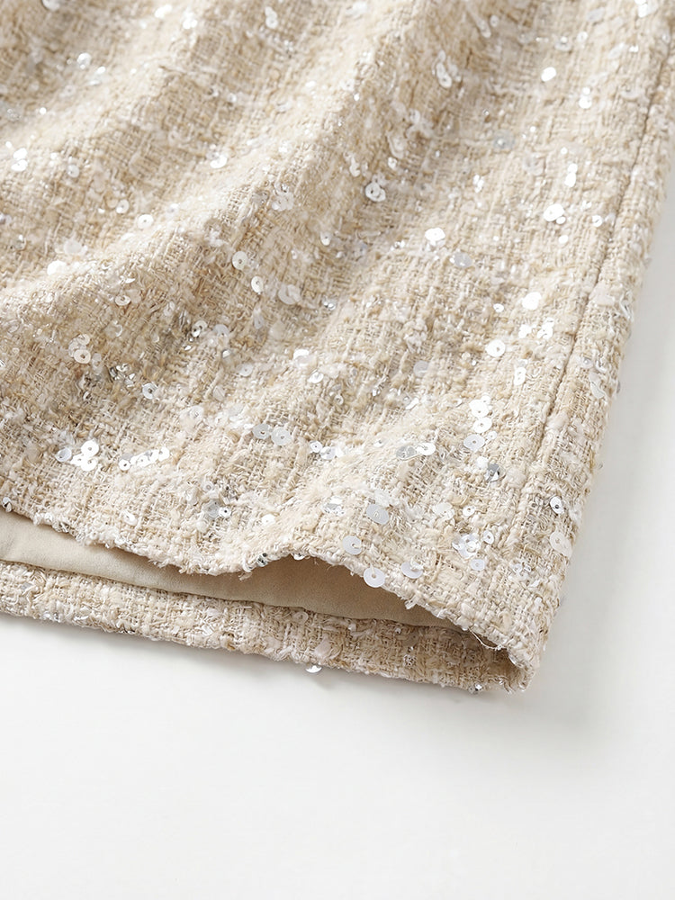 ハイウエストラメツイードショートスカート