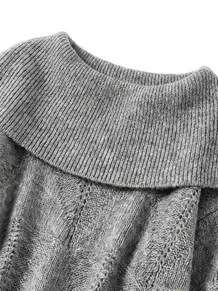 ウールオフショルダーゆったりニット