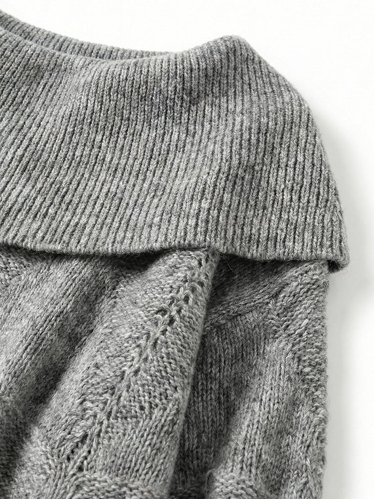ウールオフショルダーゆったりニット