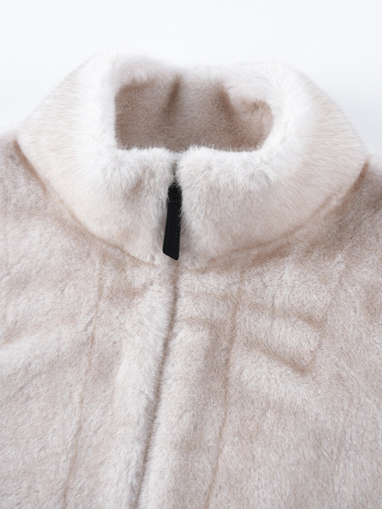 スタンドカラー防水ファーコート