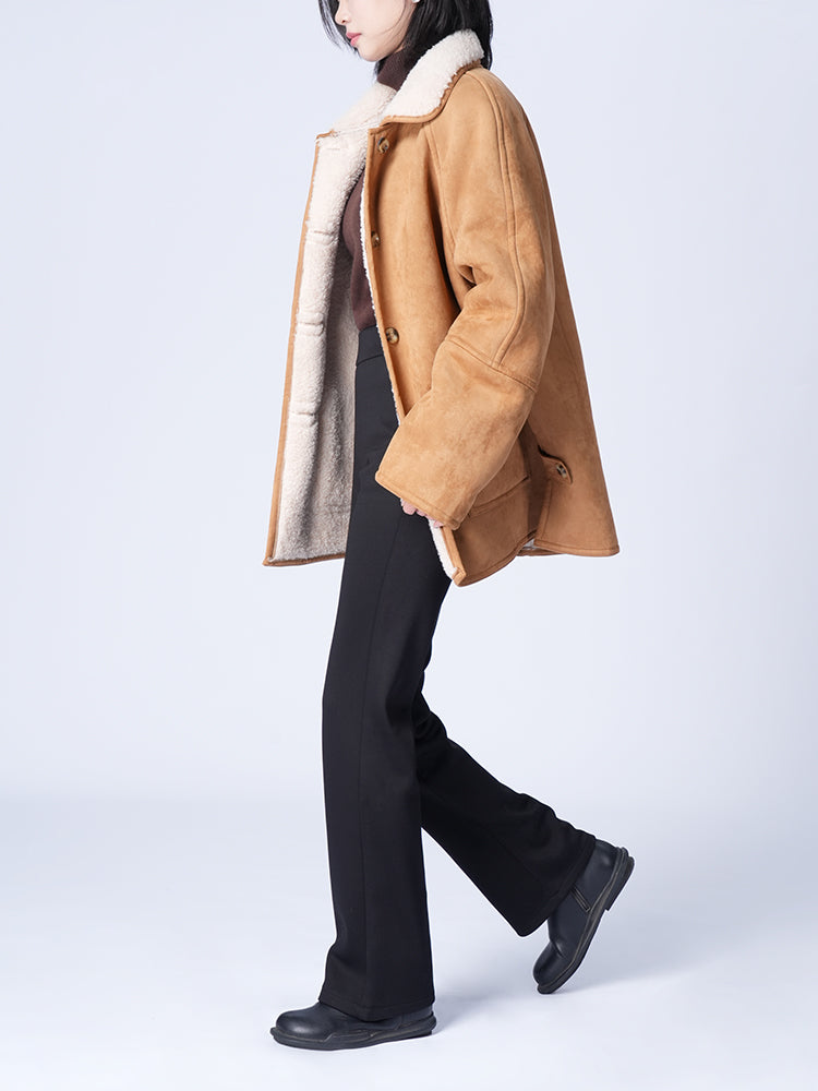 フランネル裏起毛ハイウエストパンツ