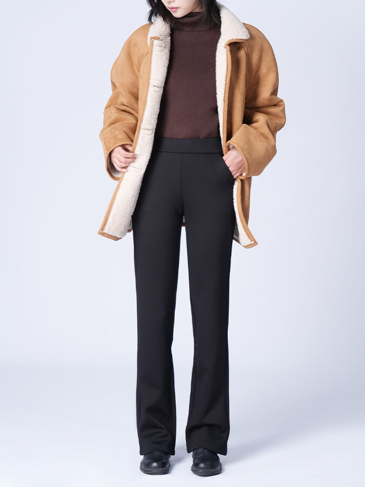 フランネル裏起毛ハイウエストパンツ