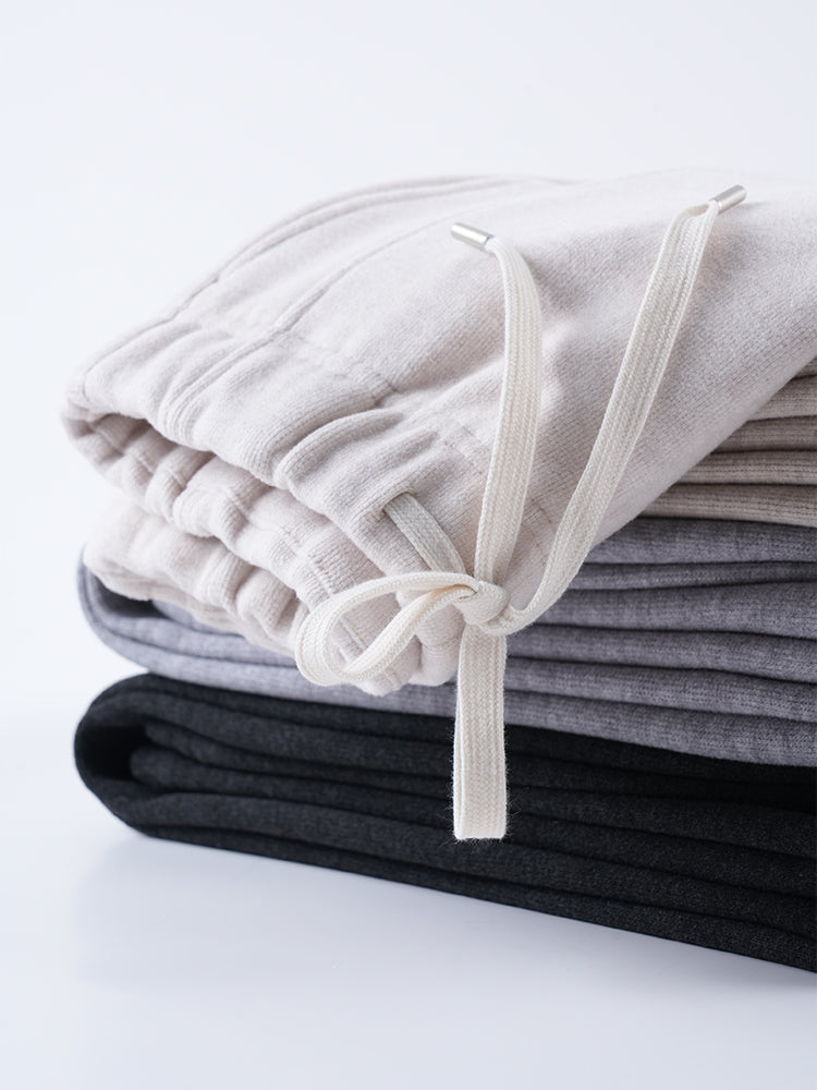 ウールシルク混糸厚手ワイドパンツ