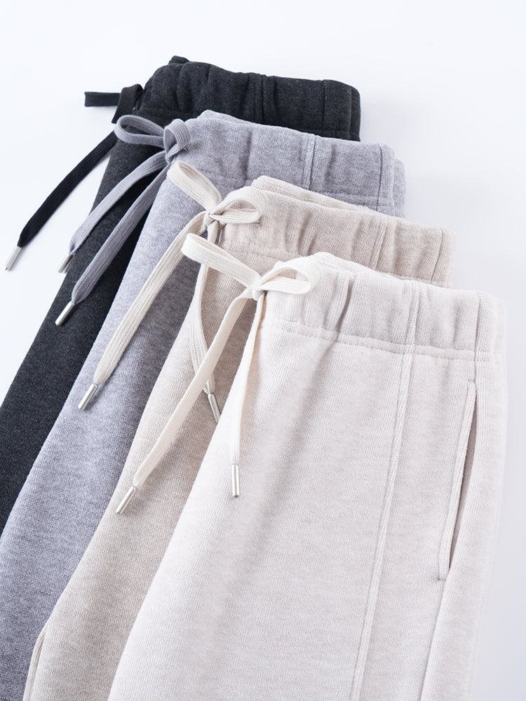 ウールシルク混糸厚手ワイドパンツ