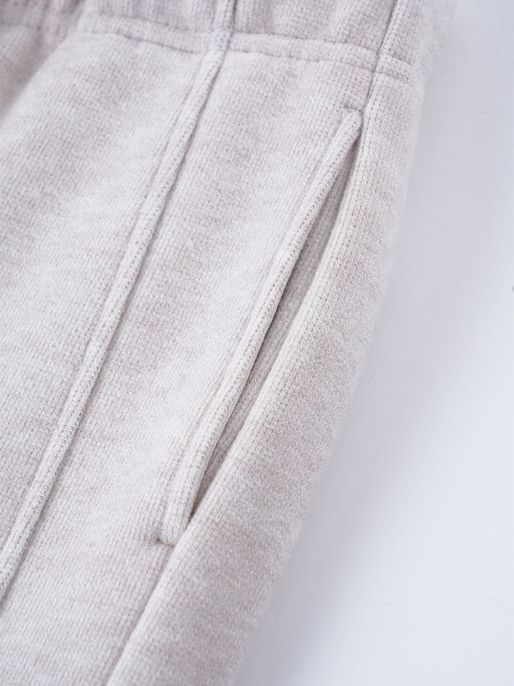 ウールシルク混糸厚手ワイドパンツ