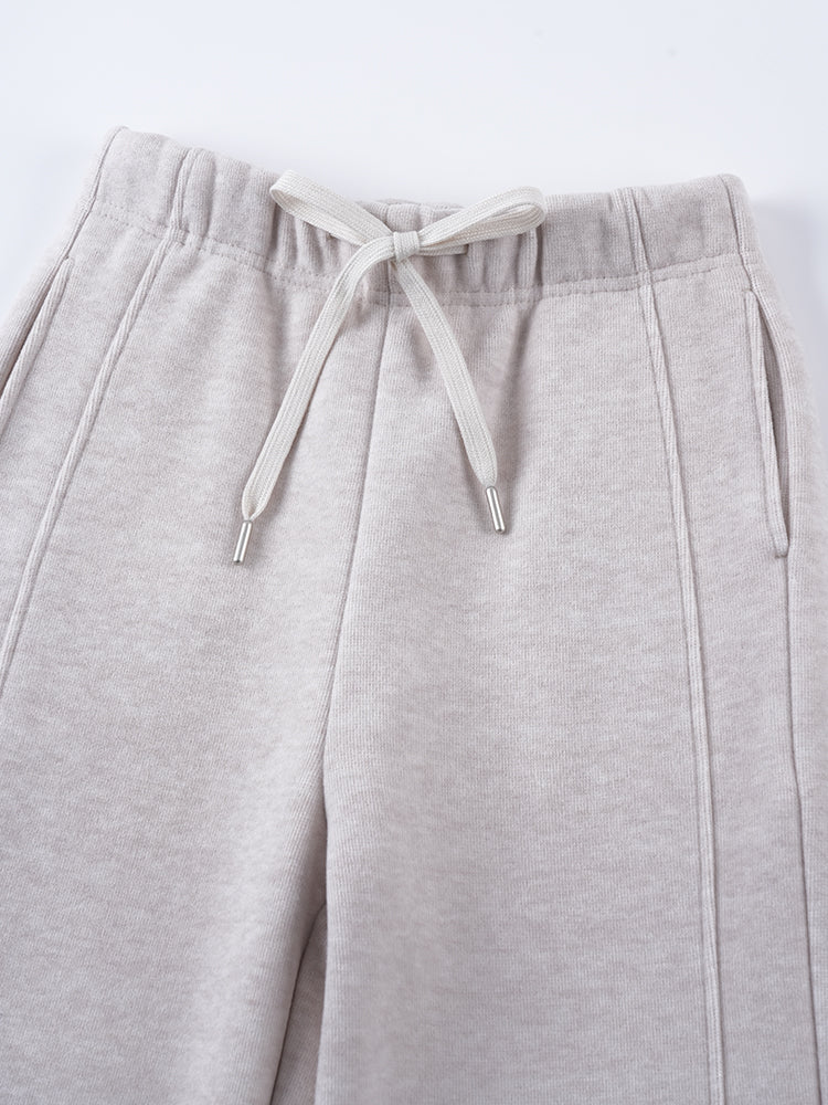 ウールシルク混糸厚手ワイドパンツ