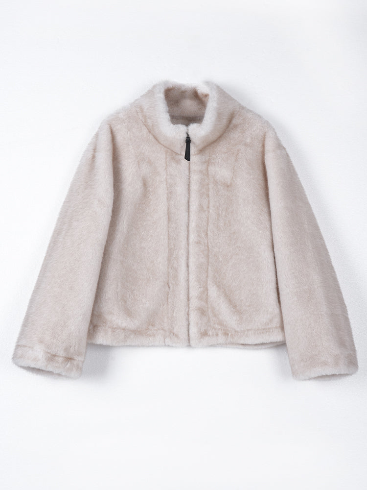 スタンドカラー防水ファーコート