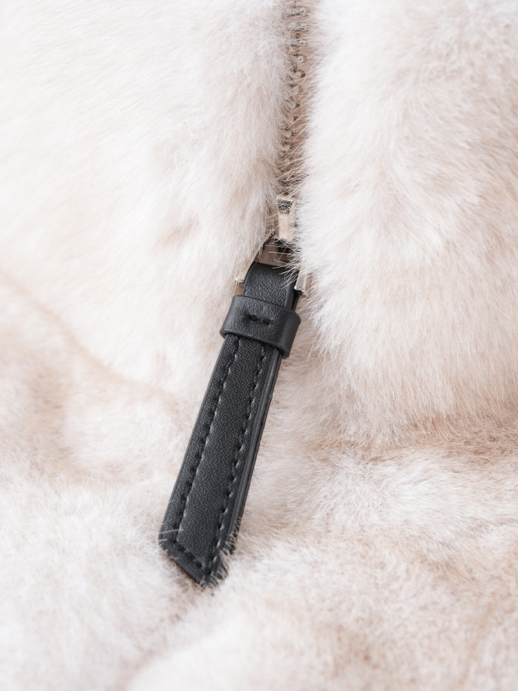 スタンドカラー防水ファーコート