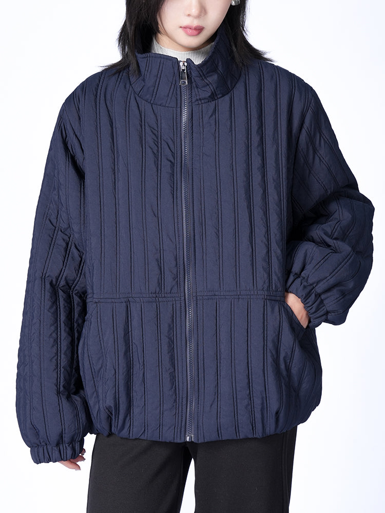 スタンドカラー 綿入りジャケット