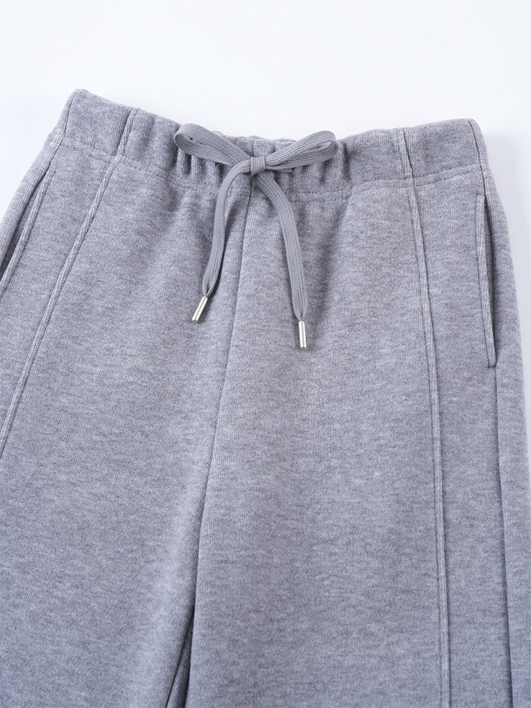 ウールシルク混糸厚手ワイドパンツ