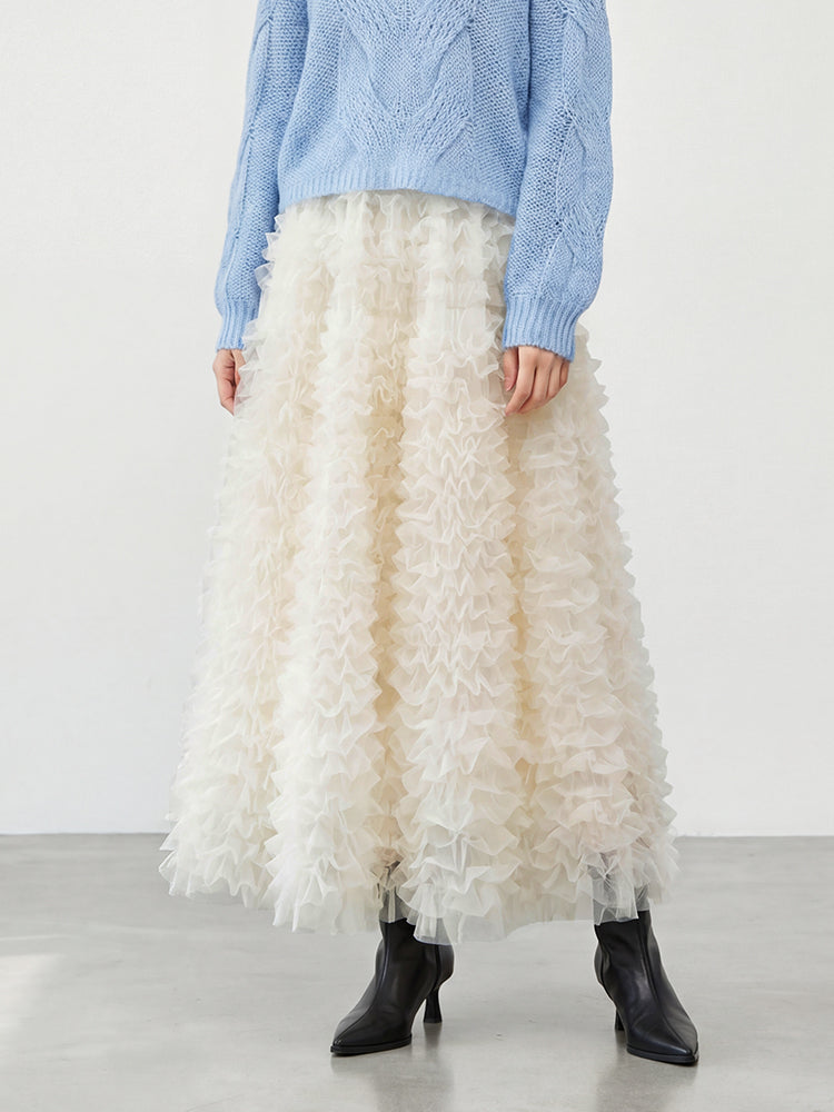 【ボリュームティアードスカート】 軽量で着心地抜群 洗濯機 OK 型崩れしにくい コーデしやすい万能スカート