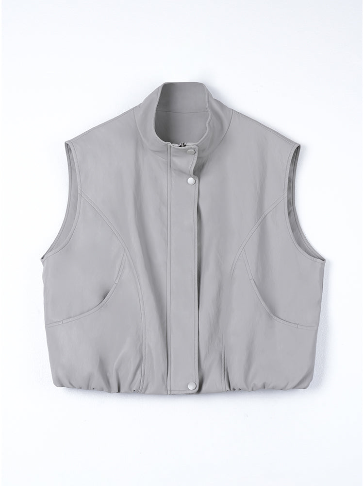 裾ドローストリングレザージャケット