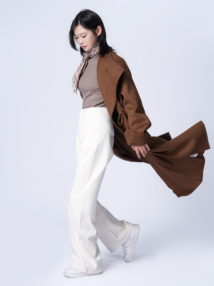 レディース秋冬ハイウエストワイドパンツ