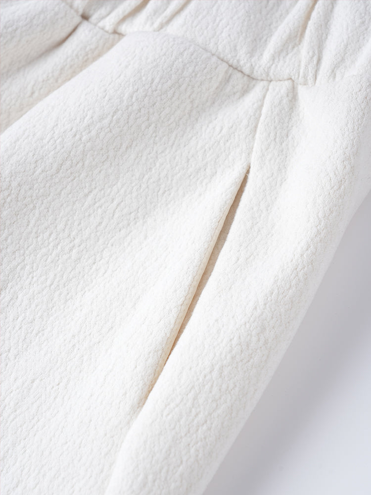 ウール裏フリースハイウエストワイドパンツ