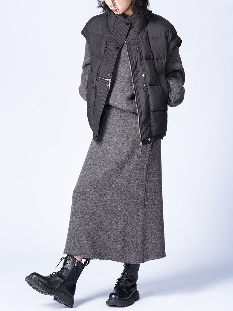 ラウンドネックニットスカートセット