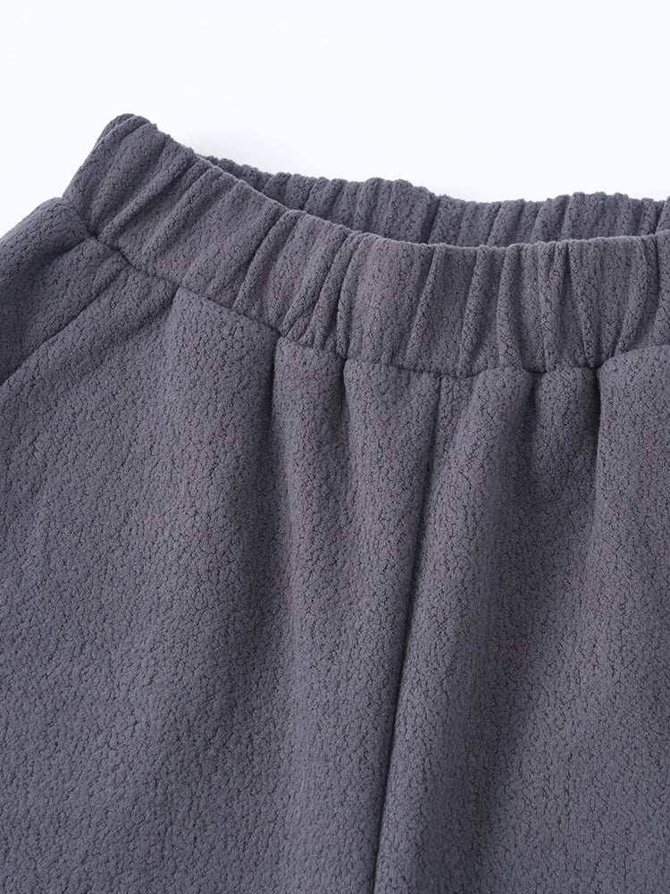 ウール裏フリースハイウエストワイドパンツ