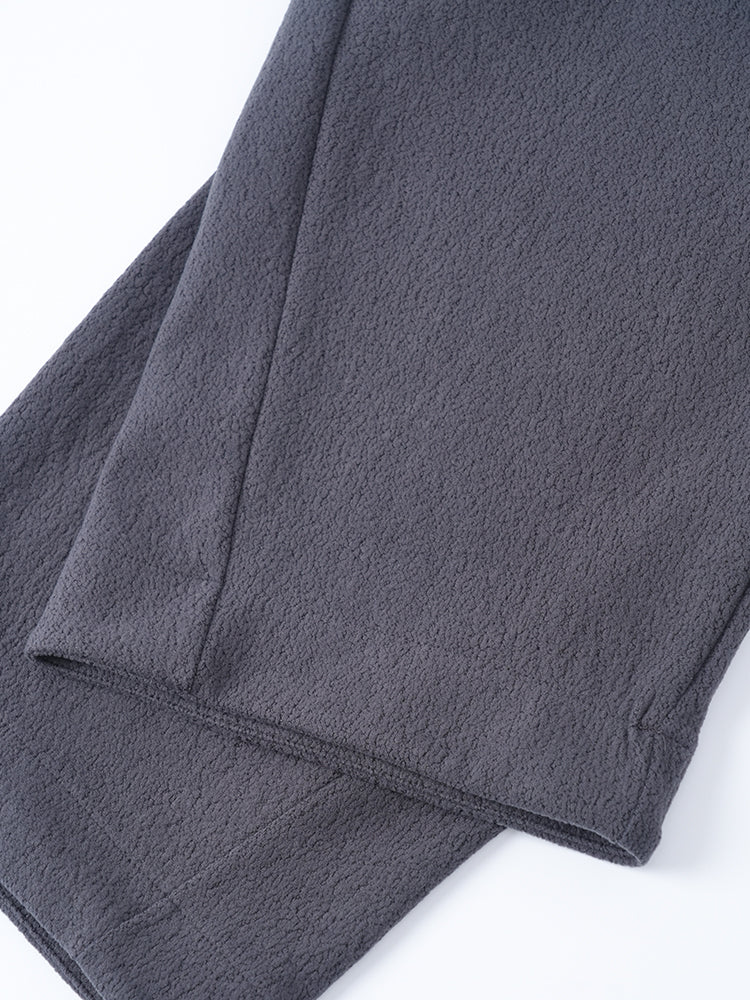 ウール裏フリースハイウエストワイドパンツ