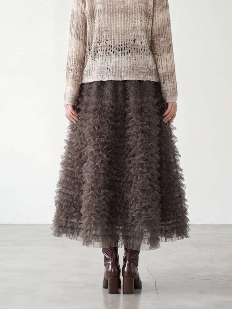 【ボリュームティアードスカート】 軽量で着心地抜群 洗濯機 OK 型崩れしにくい コーデしやすい万能スカート