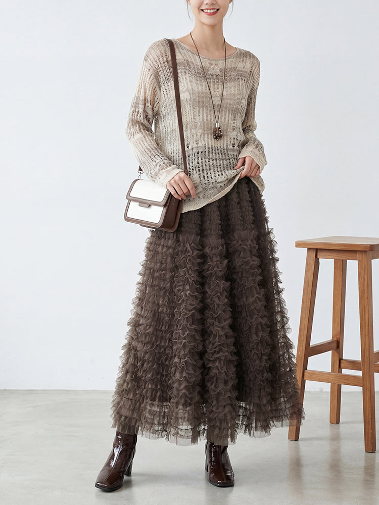 【ボリュームティアードスカート】 軽量で着心地抜群 洗濯機 OK 型崩れしにくい コーデしやすい万能スカート