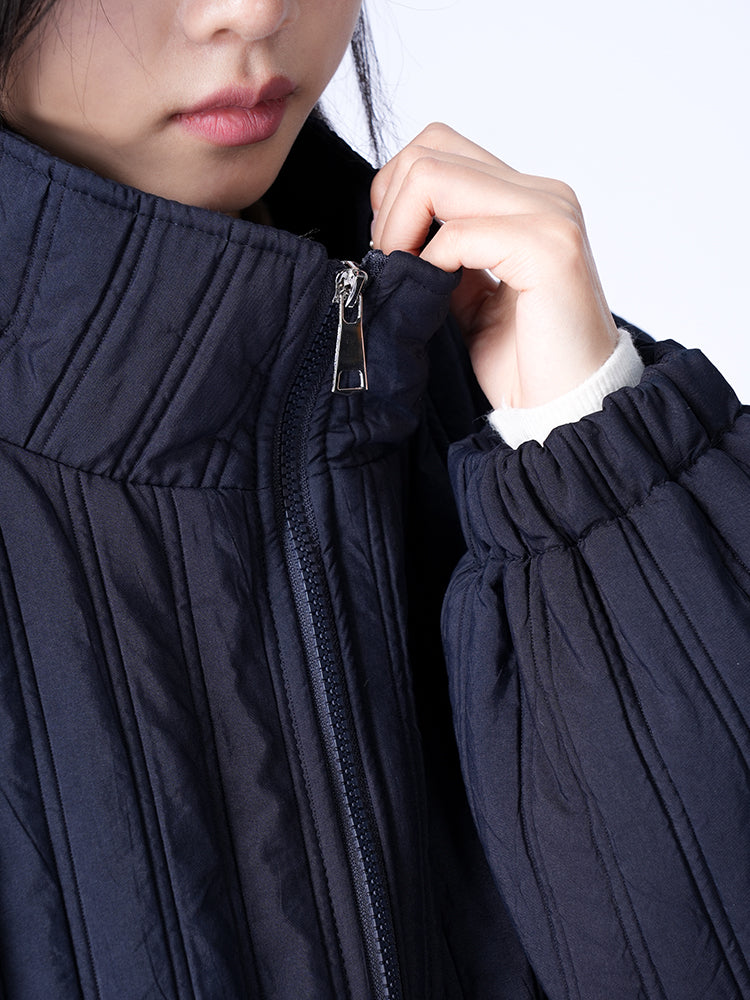 スタンドカラー 綿入りジャケット