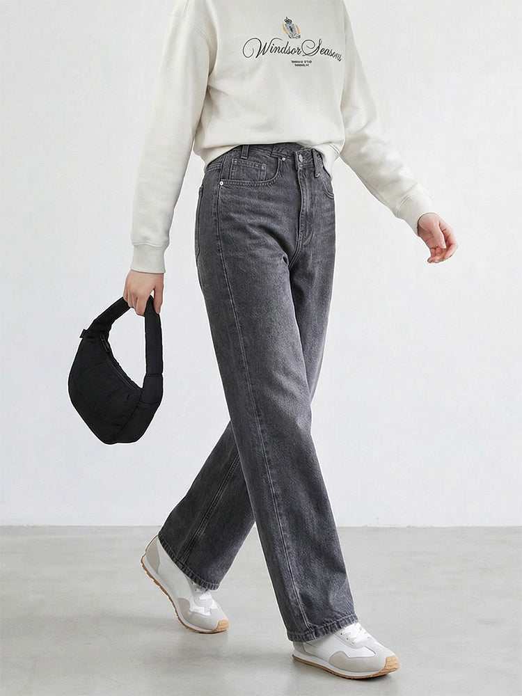 【 タイム限定 さらに20%OFF！！！】斜めボタンワイドデニム｜個性的な斜めデザインでウエストすっきり オールシーズン対応【大きめサイズですので、ワンサイズ下をおすすめします】