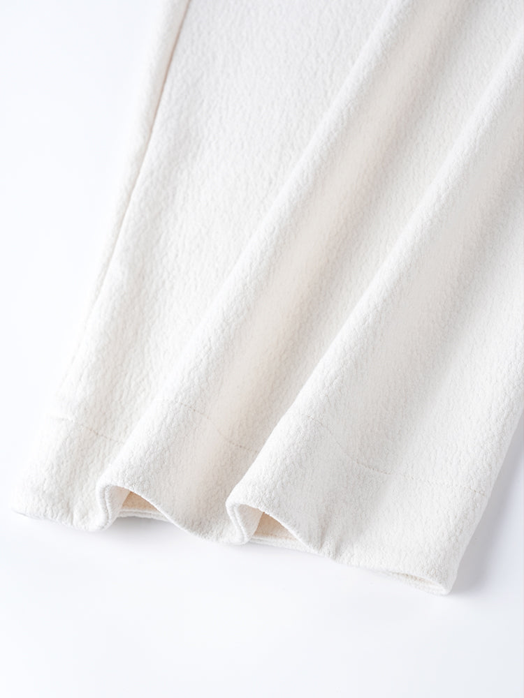 ウール裏フリースハイウエストワイドパンツ