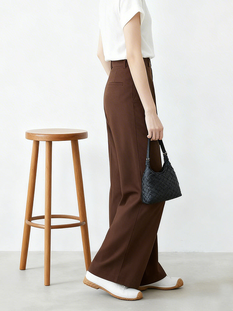 【ハイウエスト カーブパンツ】 ヒップラインカバー 脚長効果 すっきり見え