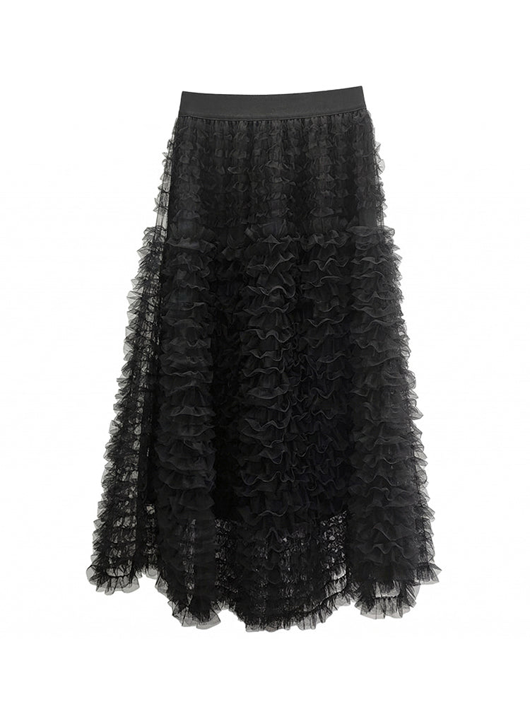 【ボリュームティアードスカート】 軽量で着心地抜群 洗濯機 OK 型崩れしにくい コーデしやすい万能スカート