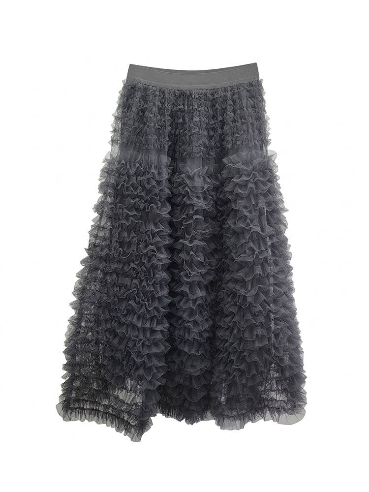 【ボリュームティアードスカート】 軽量で着心地抜群 洗濯機 OK 型崩れしにくい コーデしやすい万能スカート