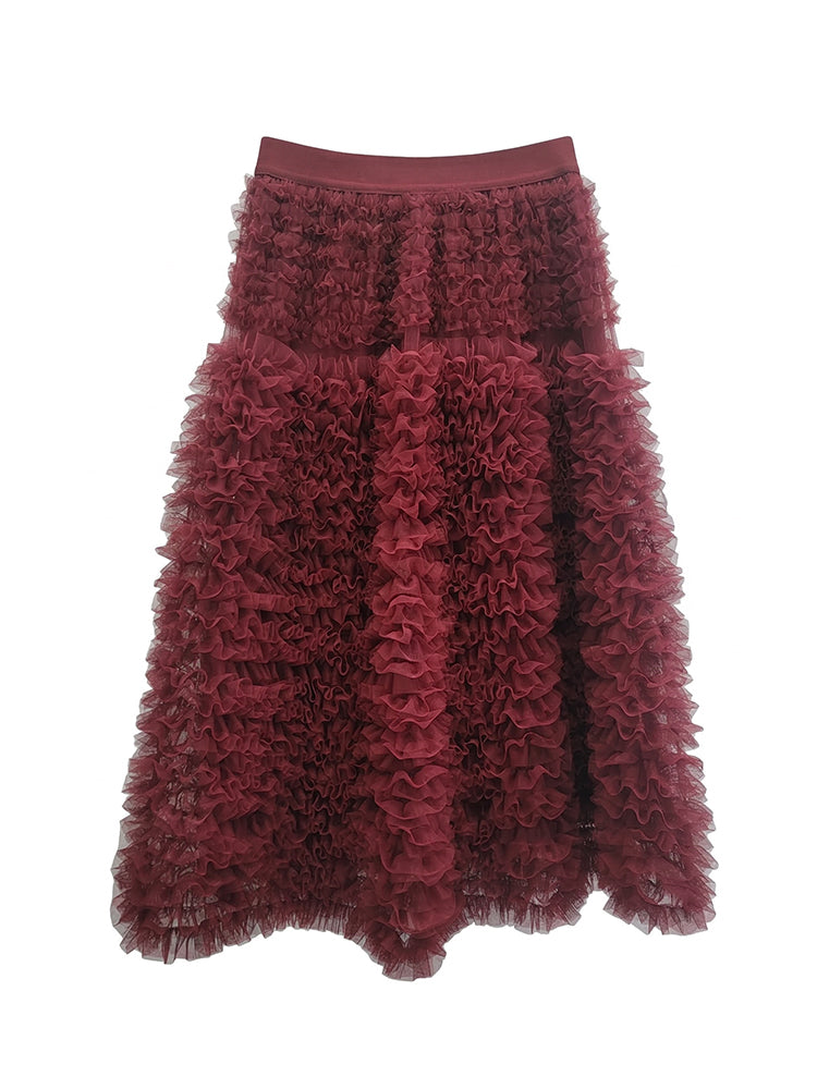 【ボリュームティアードスカート】 軽量で着心地抜群 洗濯機 OK 型崩れしにくい コーデしやすい万能スカート