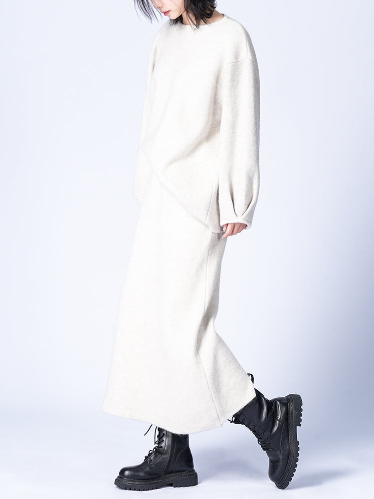 ラウンドネックニットスカートセット