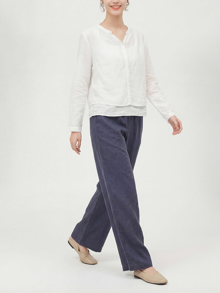 【夏用薄手ストレートパンツ】脚ライン補整・張り付かず快適・座りジワ防止