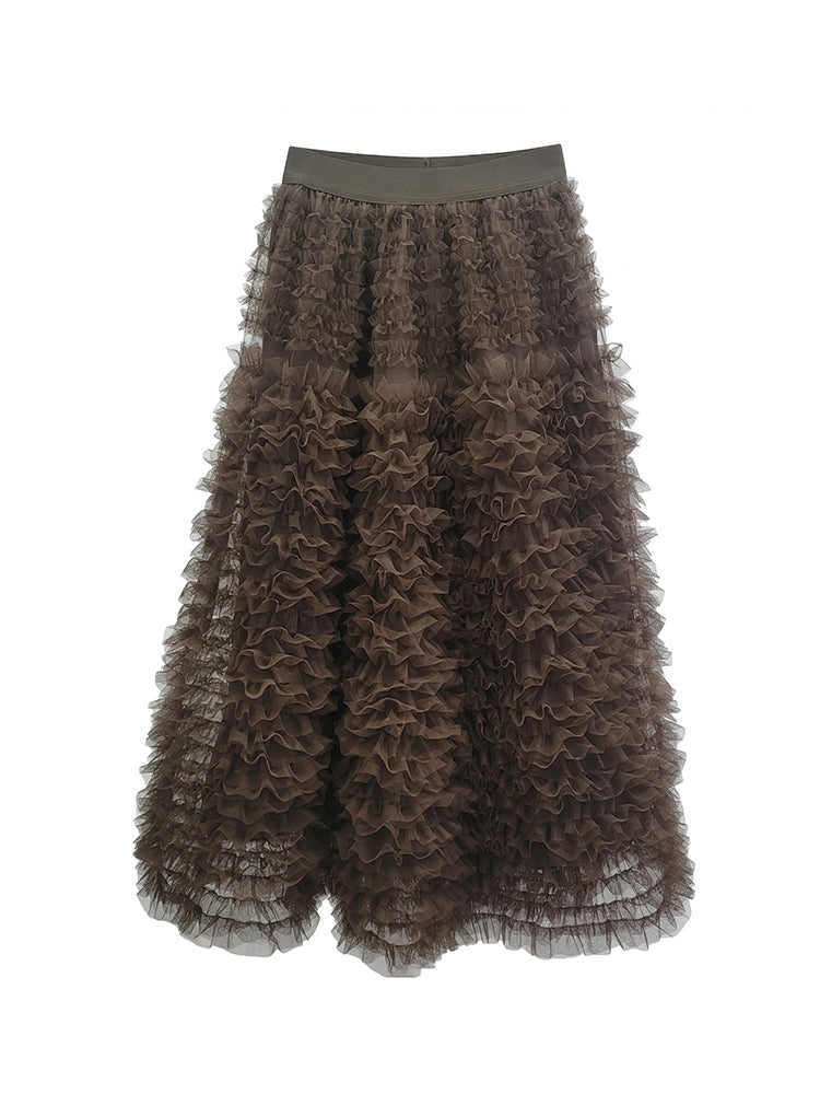 【ボリュームティアードスカート】 軽量で着心地抜群 洗濯機 OK 型崩れしにくい コーデしやすい万能スカート