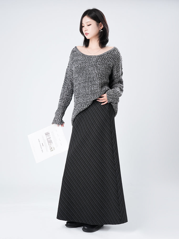 ウールフレアロングスカート