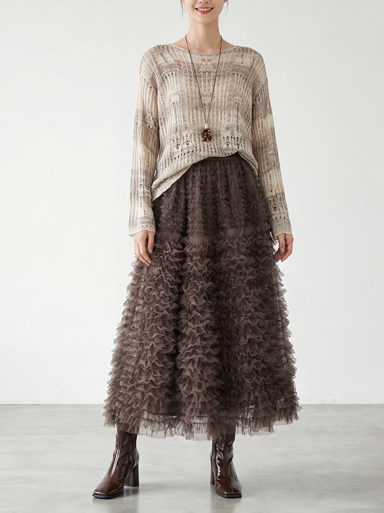 【ボリュームティアードスカート】 軽量で着心地抜群 洗濯機 OK 型崩れしにくい コーデしやすい万能スカート