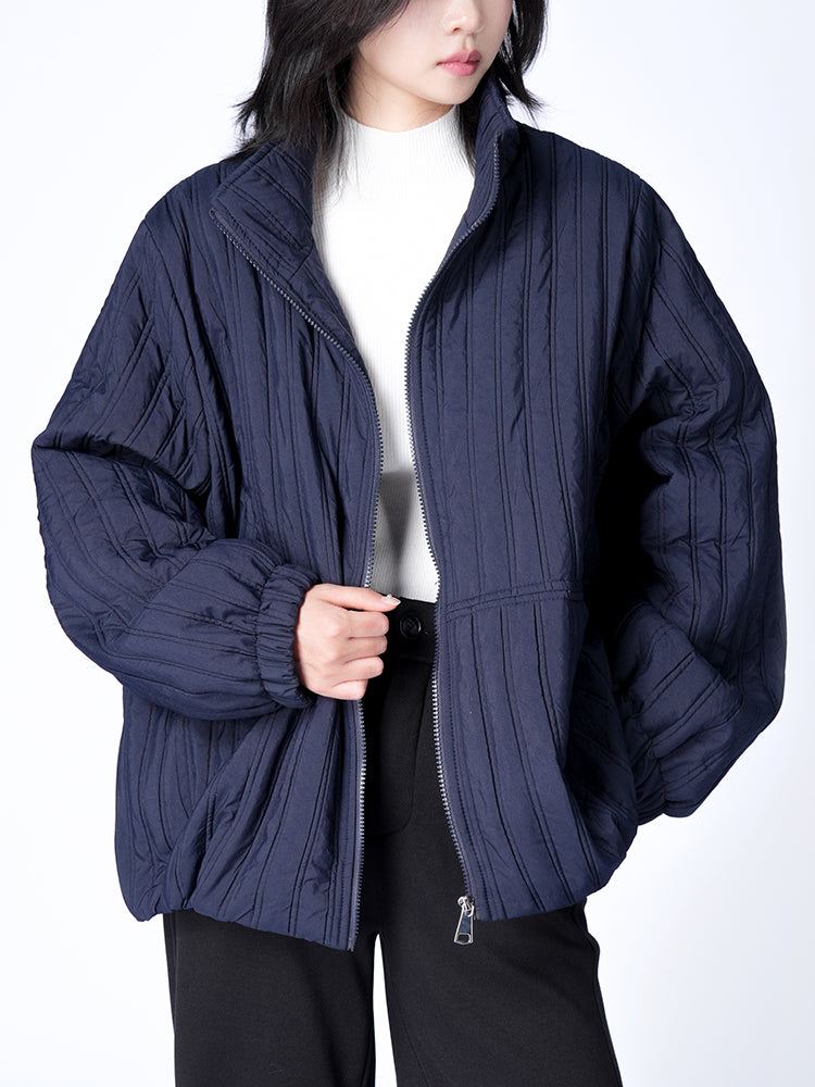 スタンドカラー 綿入りジャケット