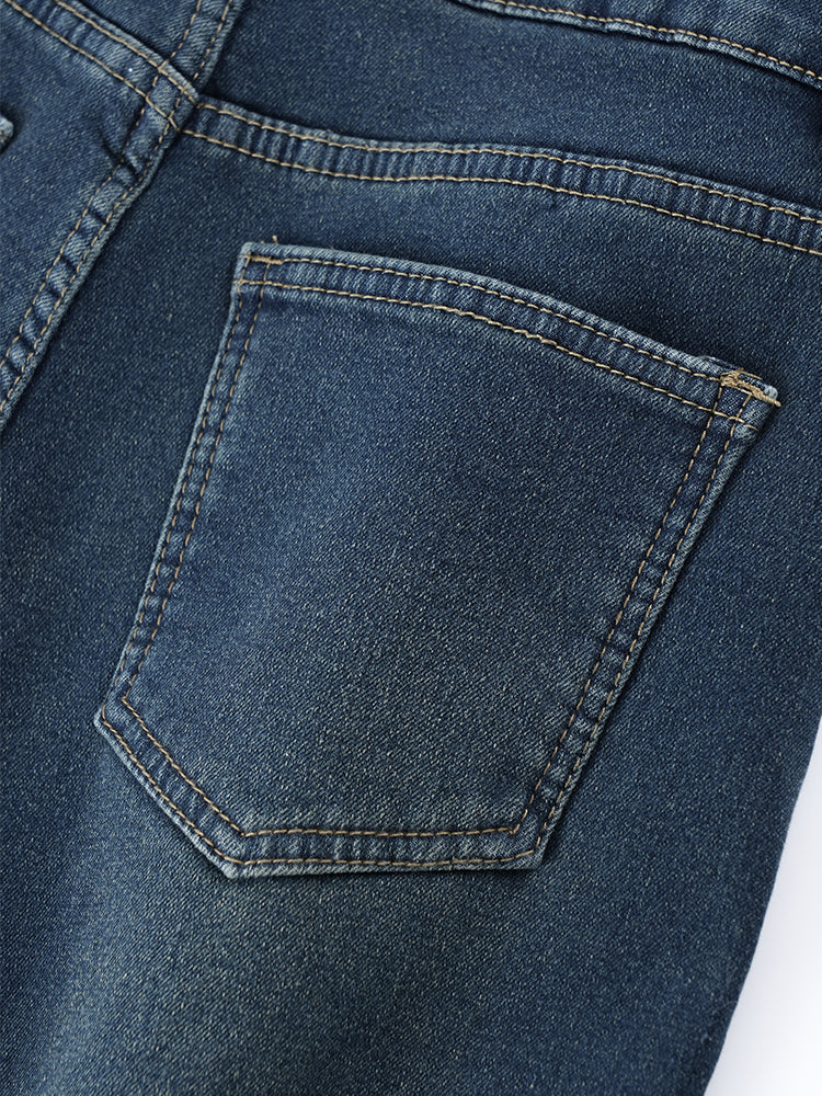 ハイウエスト裏起毛ワイドデニムパンツ