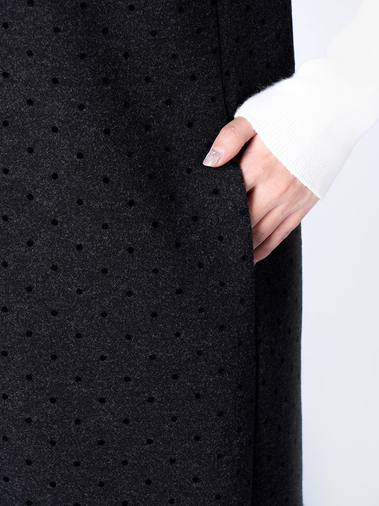 ノースリーブウール生地ワンピース