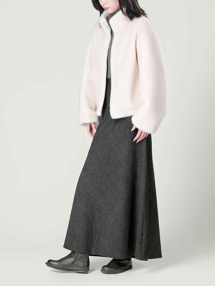 スタンドカラー防水ファーコート